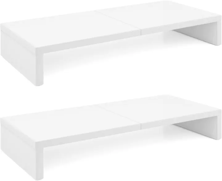 2-Pack 20" Wooden Monitor Stand Riser — Desk Shelf (White)