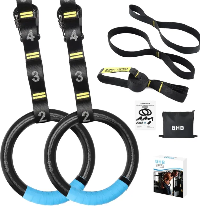 GHB Gymnastic Rings — 1.1-inch Olympic Rings Training Set